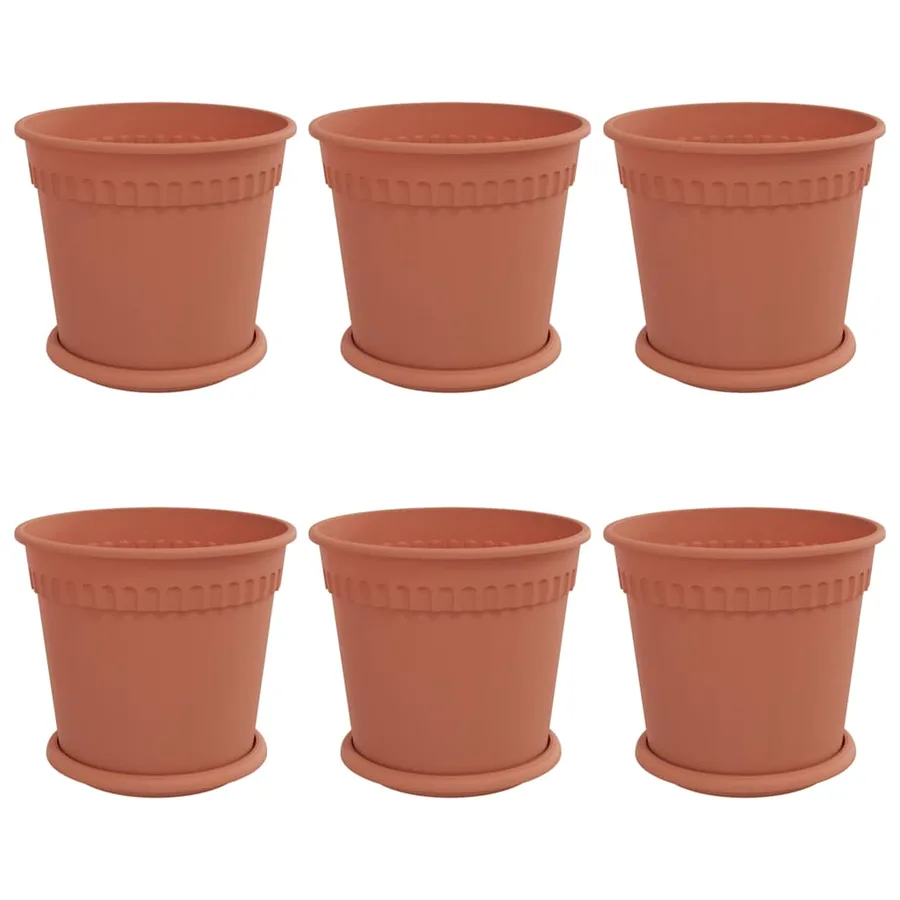Pots de plantes 6 pcs Rouge brique Ø 19 x 16 cm Plastique - 2