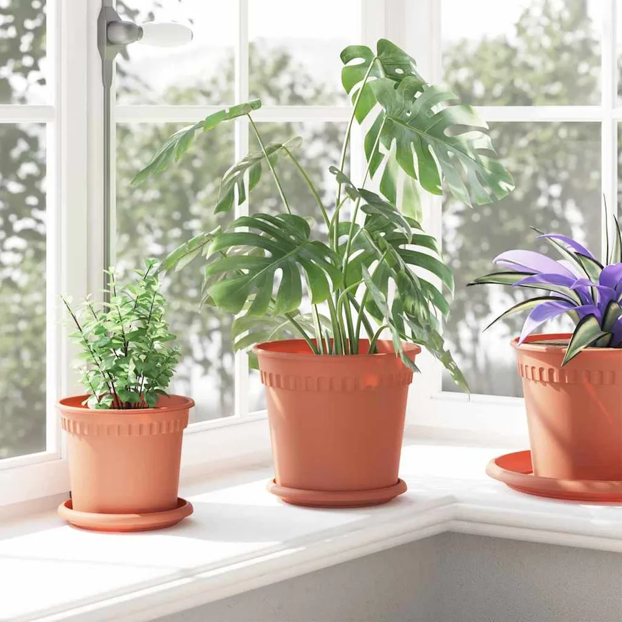 Pots de plantes 6 pcs Rouge brique Ø 19 x 16 cm Plastique - 4
