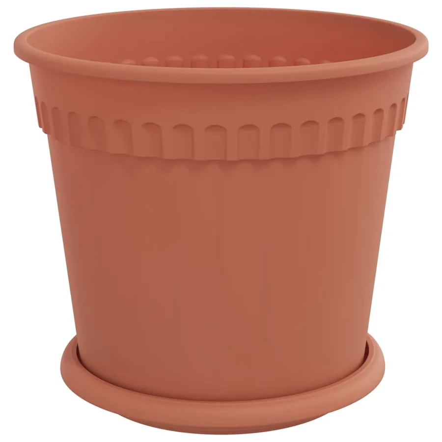 Pots de plantes 6 pcs Rouge brique Ø 19 x 16 cm Plastique - 5