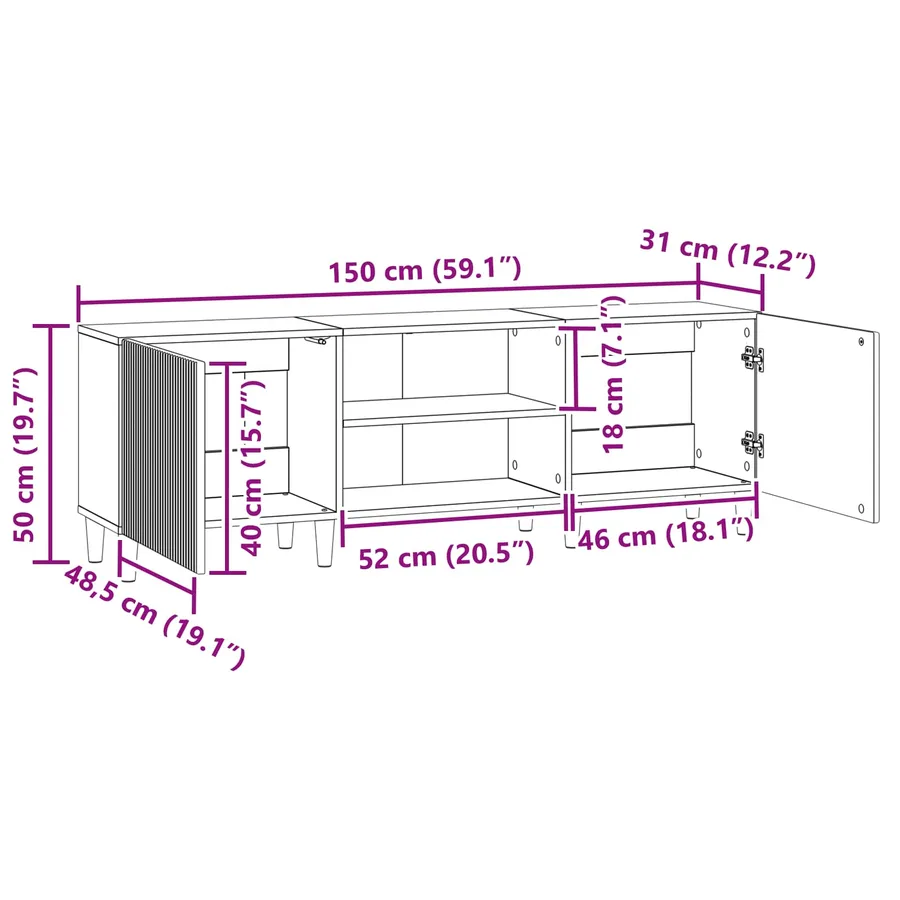 Meuble TV Bois ancien 150 x 31 x 50 cm Bois d'ingénierie - 11