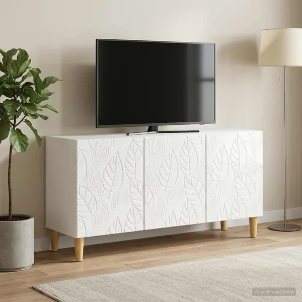 Meuble TV 99 x 34,5 x 50 cm Blanc brillant Bois d'ingénierie