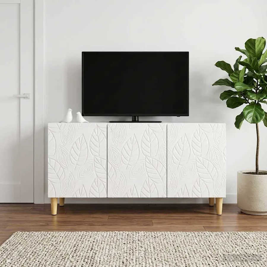 Meuble TV 99 x 34,5 x 50 cm Blanc brillant Bois d'ingénierie - 3