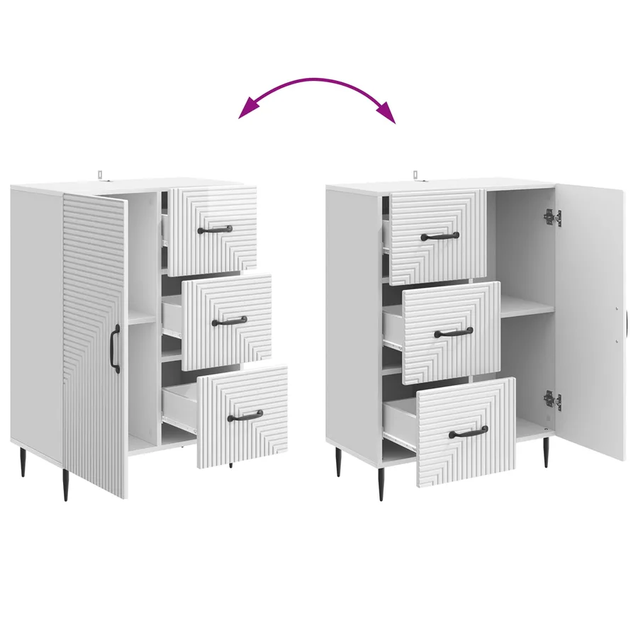 Buffet Blanc brillant 66 x 34,5 x 89,5 cm Bois d'ingénierie - 10