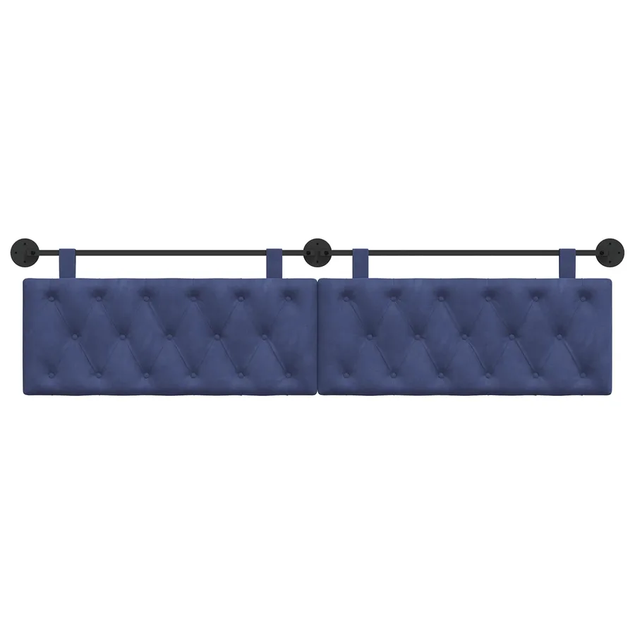 Tête de lit suspendue Avec lumière LED Bleu police Velours - 5