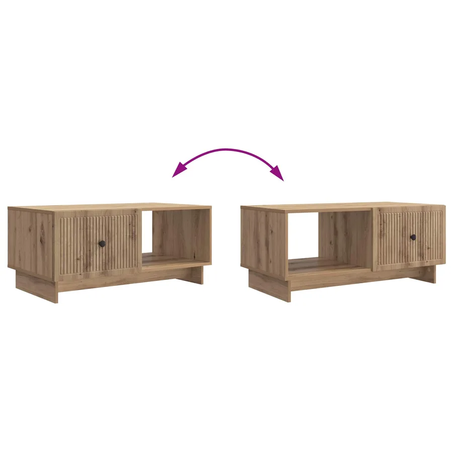 Table basse Chêne artisanal 90 x 50 x 40 cm Bois d'ingénierie - 8