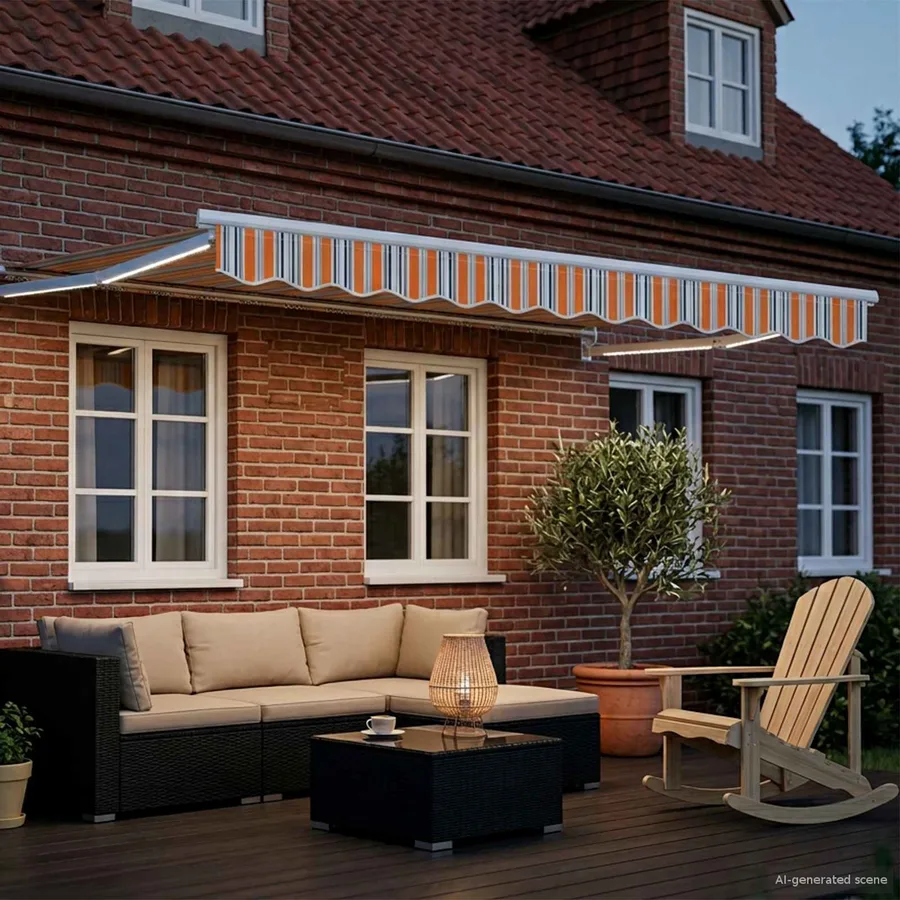 Auvent rétractable électrique Bleu et Orange 3,5 x 2,5 m - 3