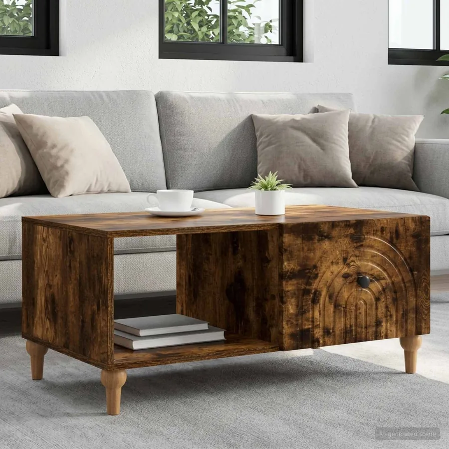 Table basse Chêne fumé 90 x 50 x 40 cm Bois d'ingénierie