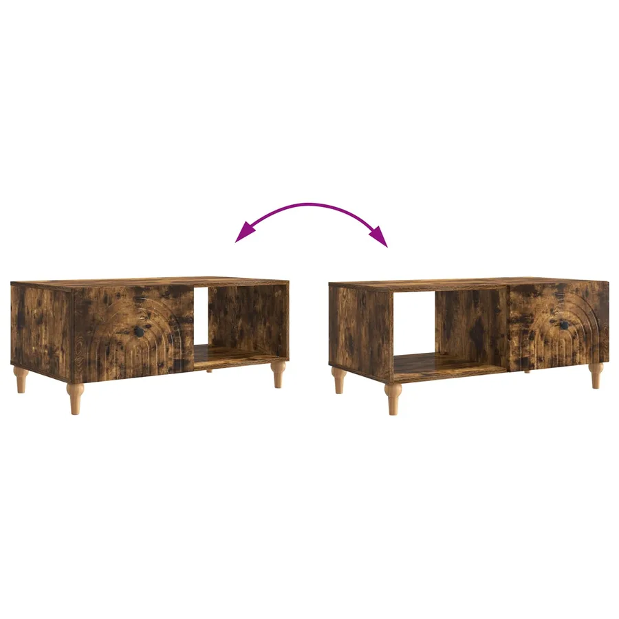 Table basse Chêne fumé 90 x 50 x 40 cm Bois d'ingénierie - 8