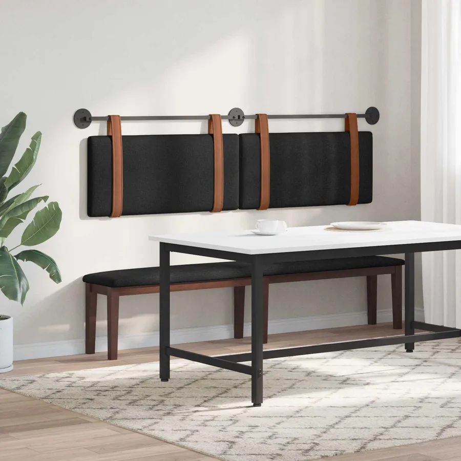 Tête de lit suspendue Uni Noir 190 x 55 x 5 cm PU antique - 4