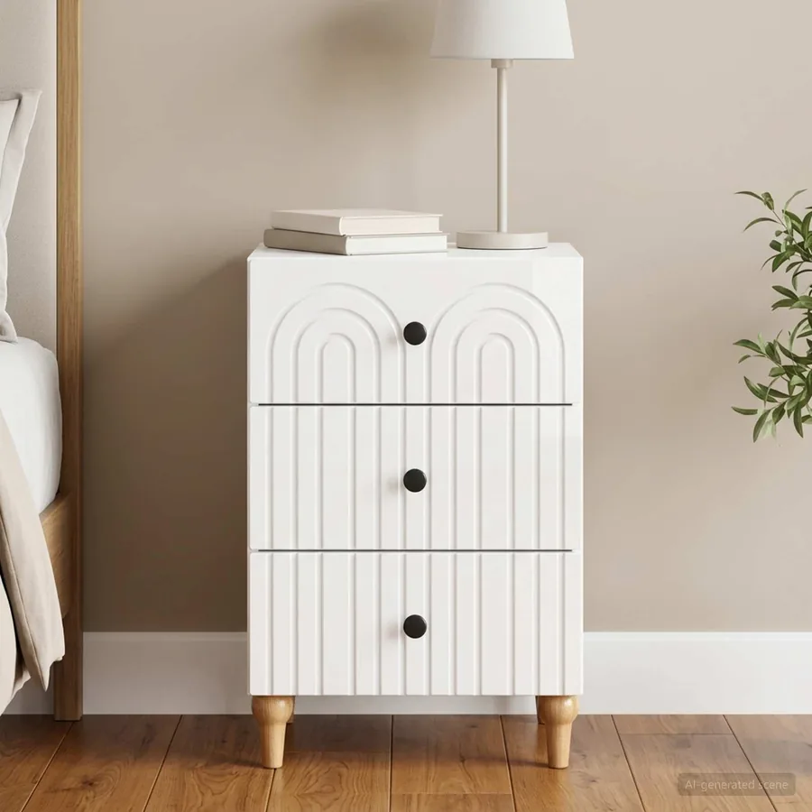Cabinet de chevet avec tiroir Blanc brillant 43 x 41 x 66,5 cm