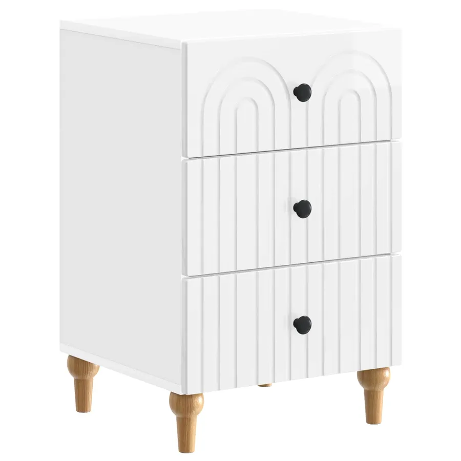Cabinet de chevet avec tiroir Blanc brillant 43 x 41 x 66,5 cm - 2