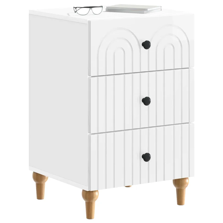 Cabinet de chevet avec tiroir Blanc brillant 43 x 41 x 66,5 cm - 3
