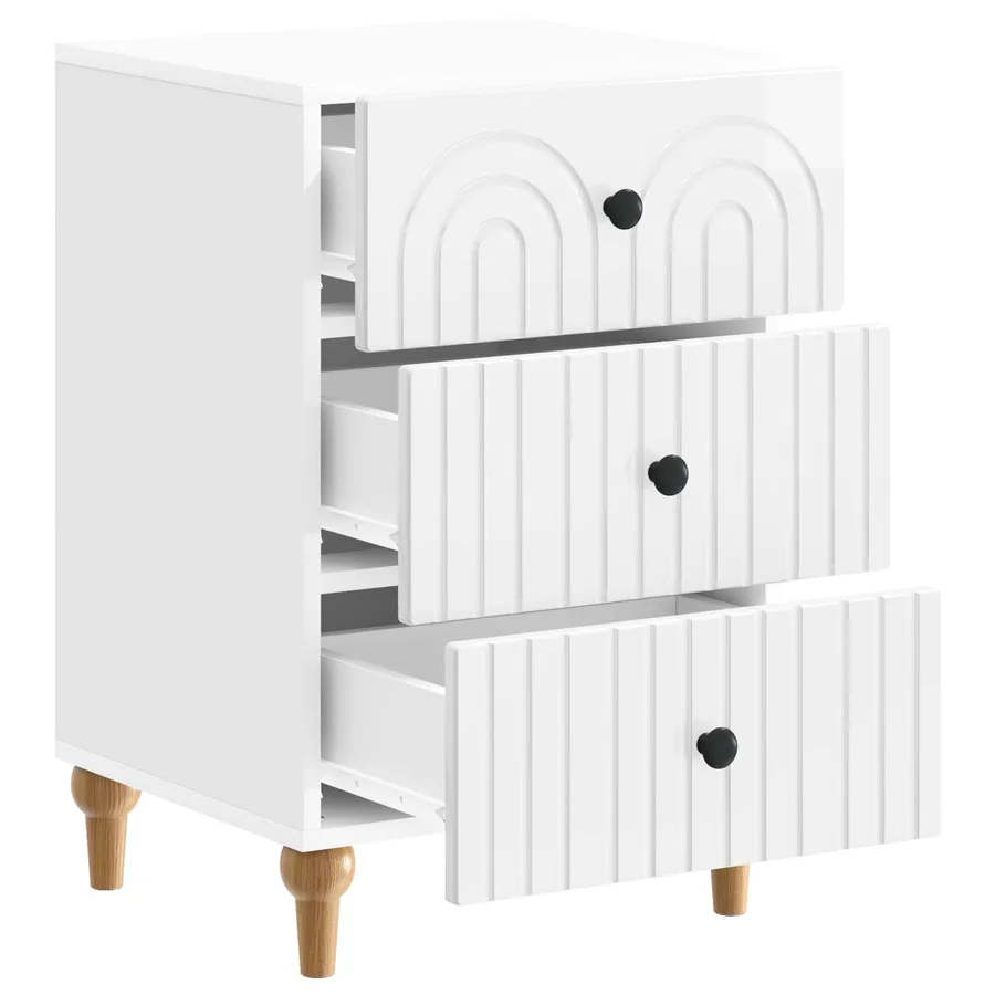 Cabinet de chevet avec tiroir Blanc brillant 43 x 41 x 66,5 cm - 4