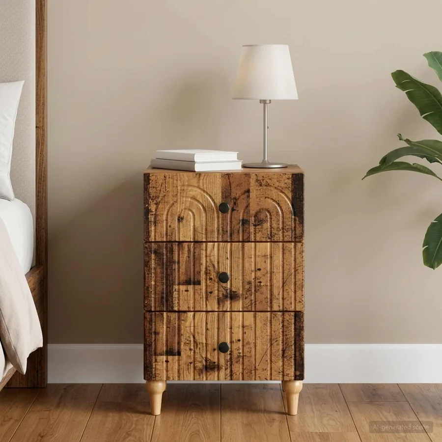 Cabinet de chevet avec tiroir Bois ancien 43 x 41 x 66,5 cm