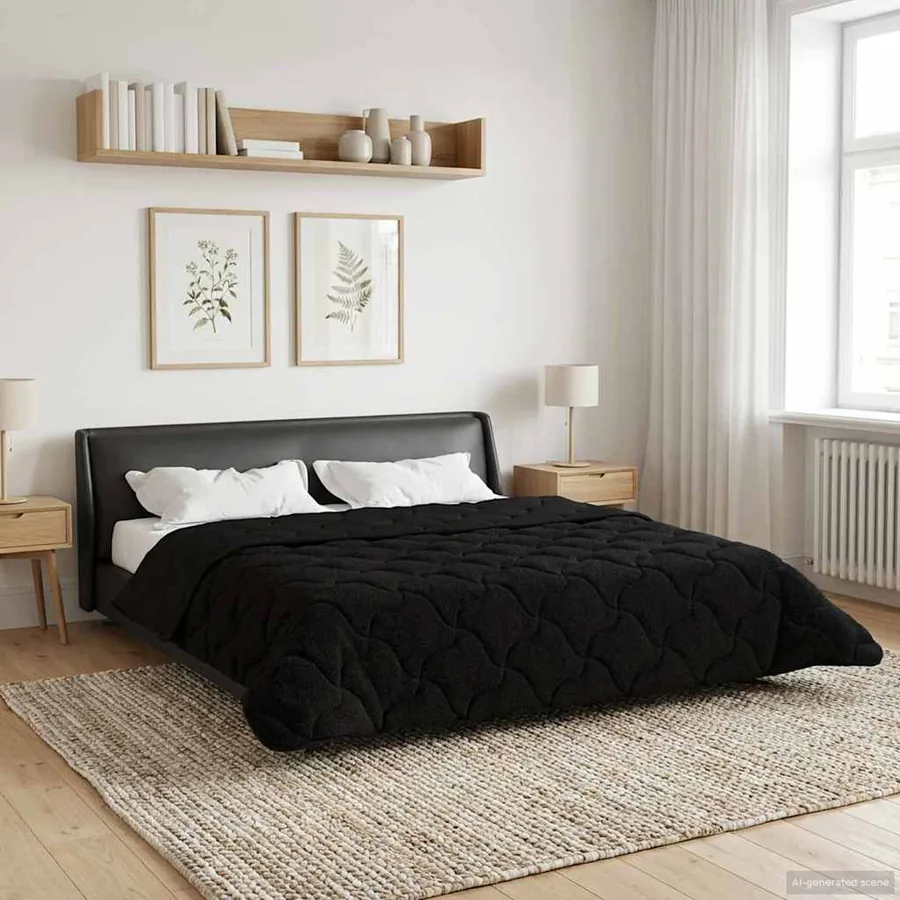 Duvet d'été simple Matelassé Noir 200 x 240 cm