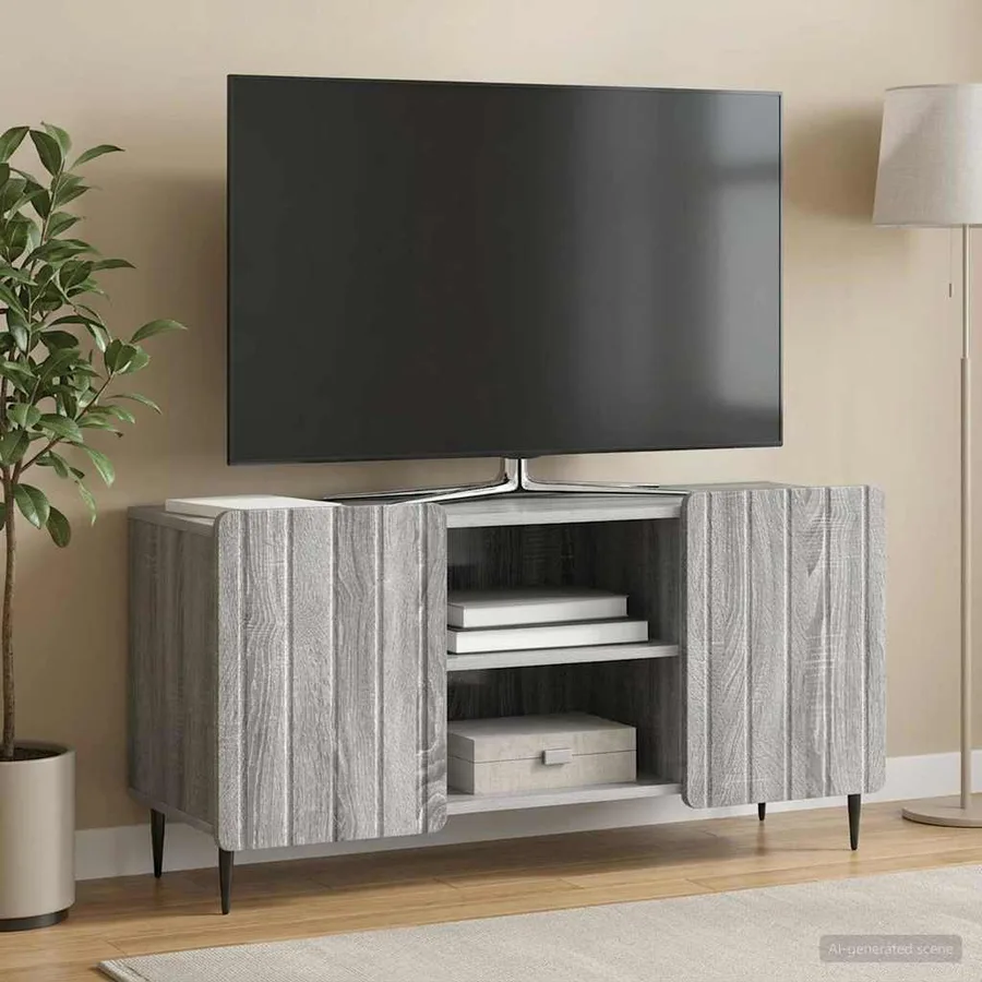 Meuble TV Sonoma gris 102 x 34,5 x 52 cm Bois d'ingénierie - 4