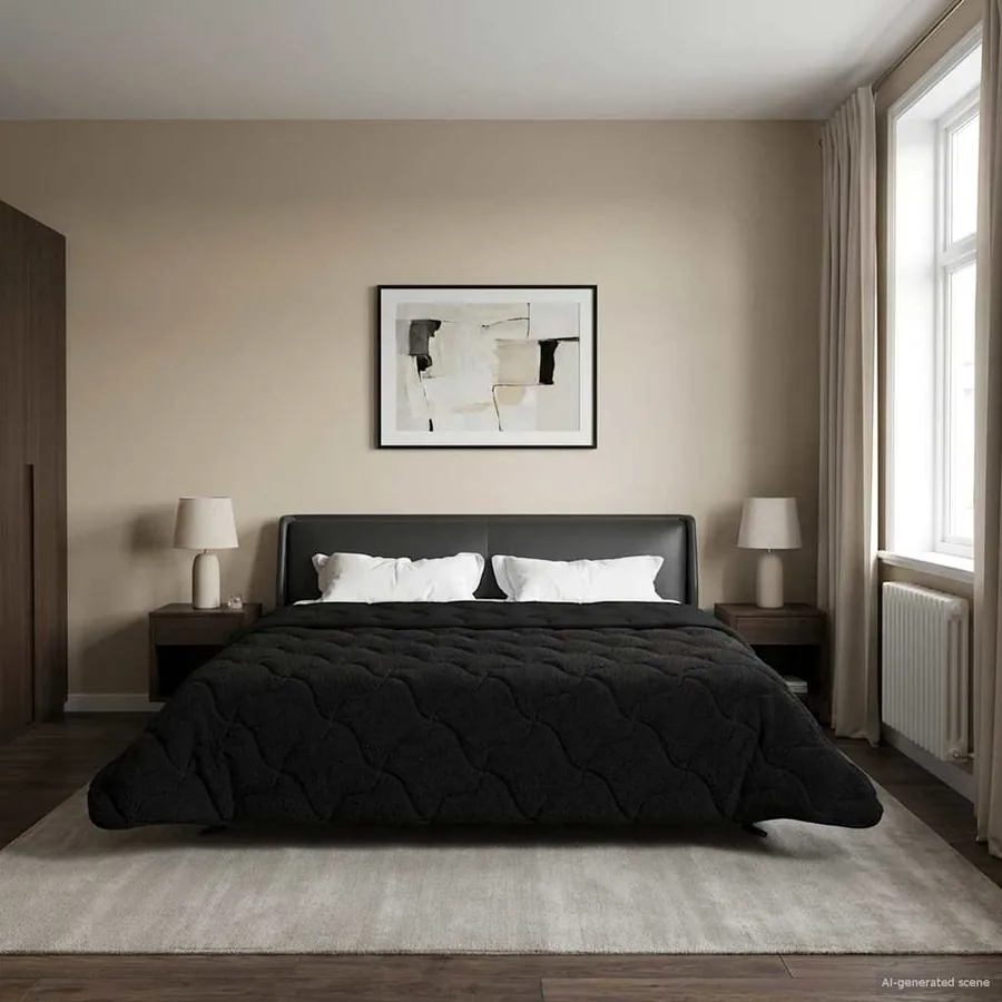 Duvet d'été simple Matelassé Noir 220 x 260 cm