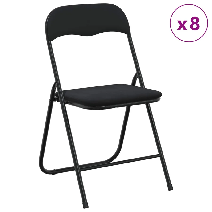 Chaise pliante 8 pcs Noir 48 x 44 x 78 cm Velours - 3