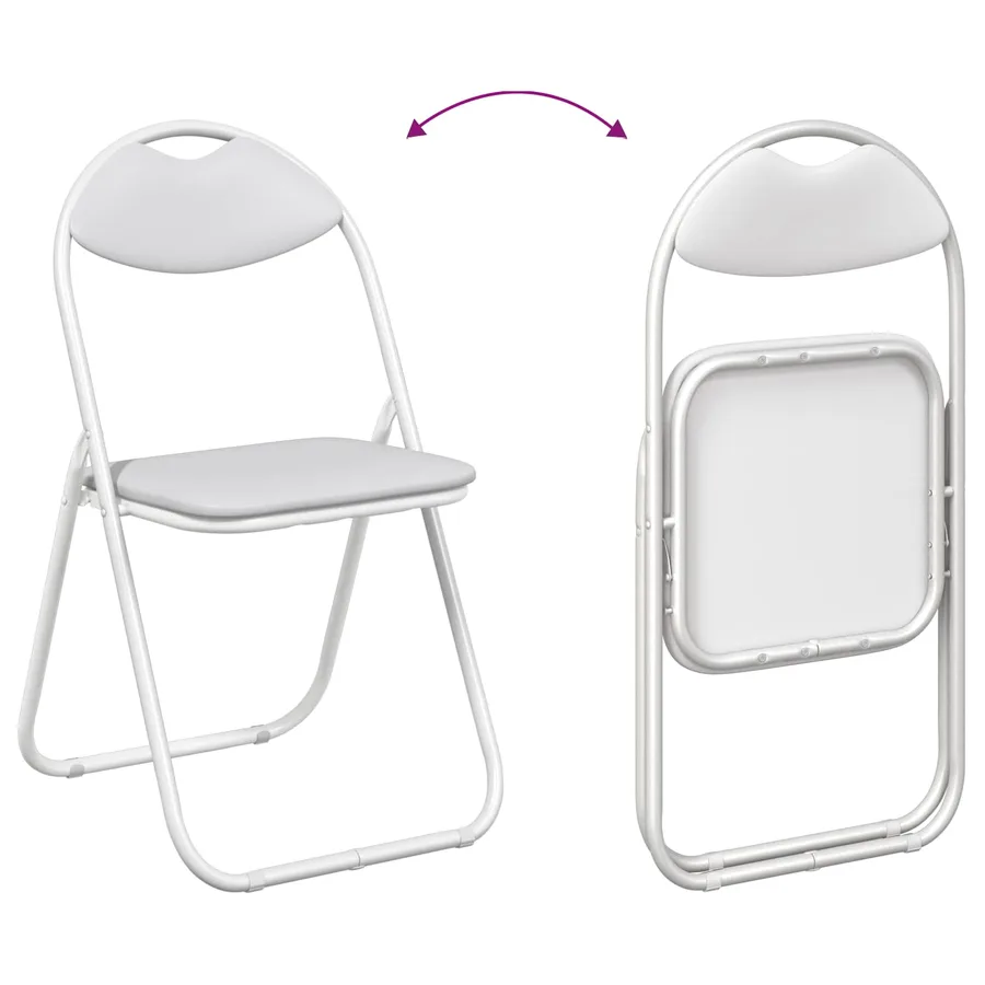Chaise pliante 2 pcs Blanc 48 x 43,5 x 81 cm Simili cuir - 11