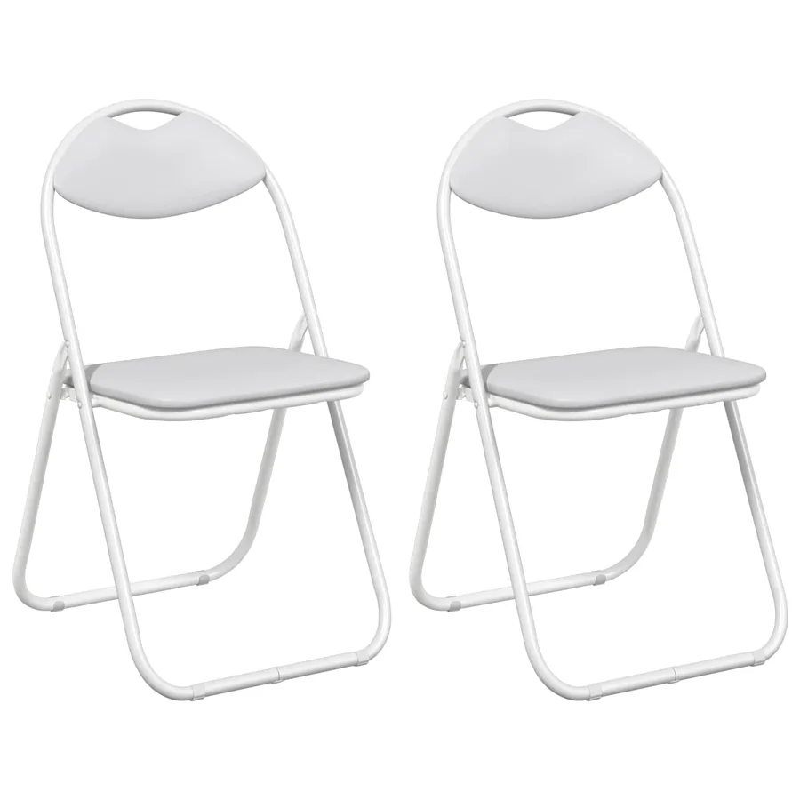 Chaise pliante 2 pcs Blanc 48 x 43,5 x 81 cm Simili cuir - 2