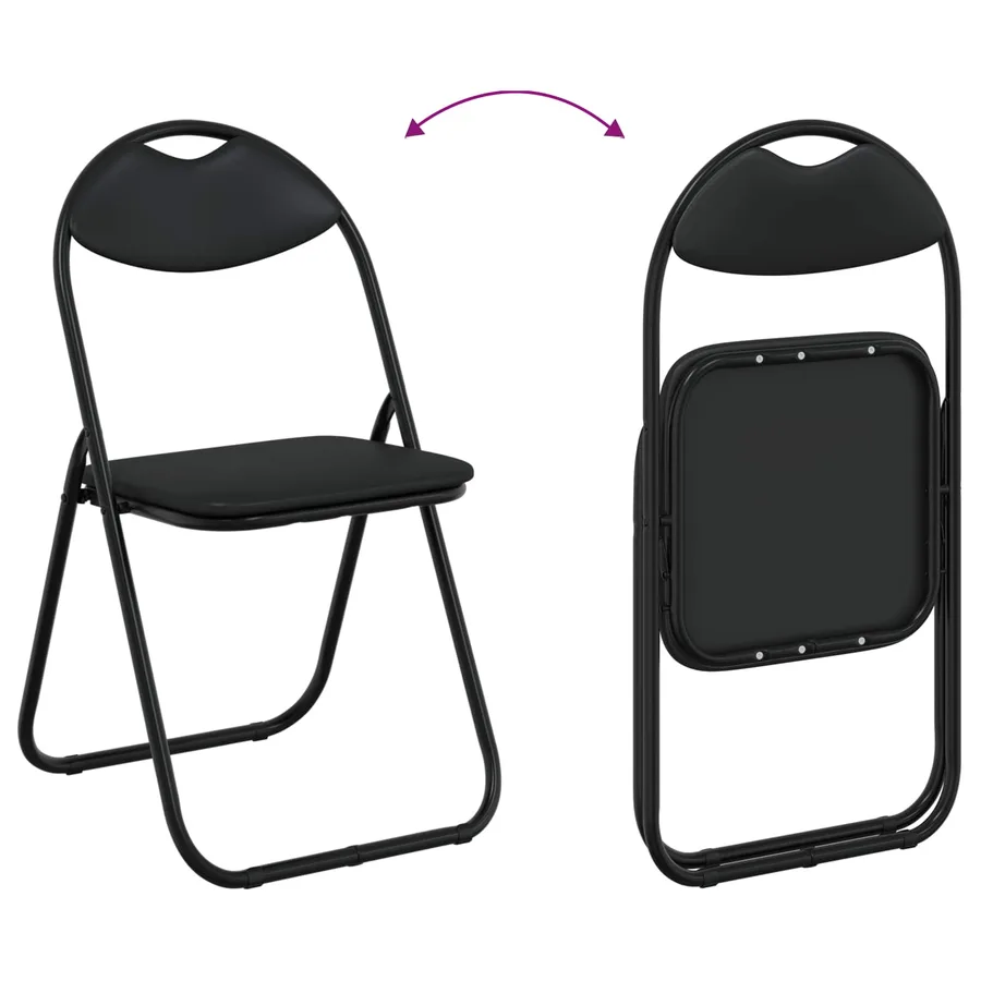 Chaise pliante 2 pcs Noir 48 x 43,5 x 81 cm Simili cuir - 11