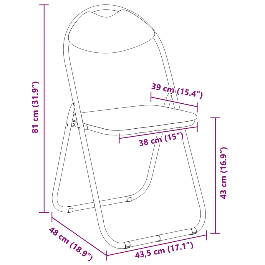 Chaise pliante 2 pcs Noir 48 x 43,5 x 81 cm Simili cuir - 13