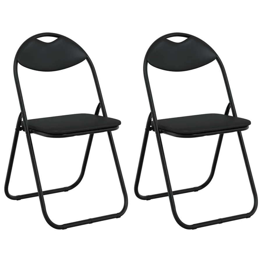 Chaise pliante 2 pcs Noir 48 x 43,5 x 81 cm Simili cuir - 2