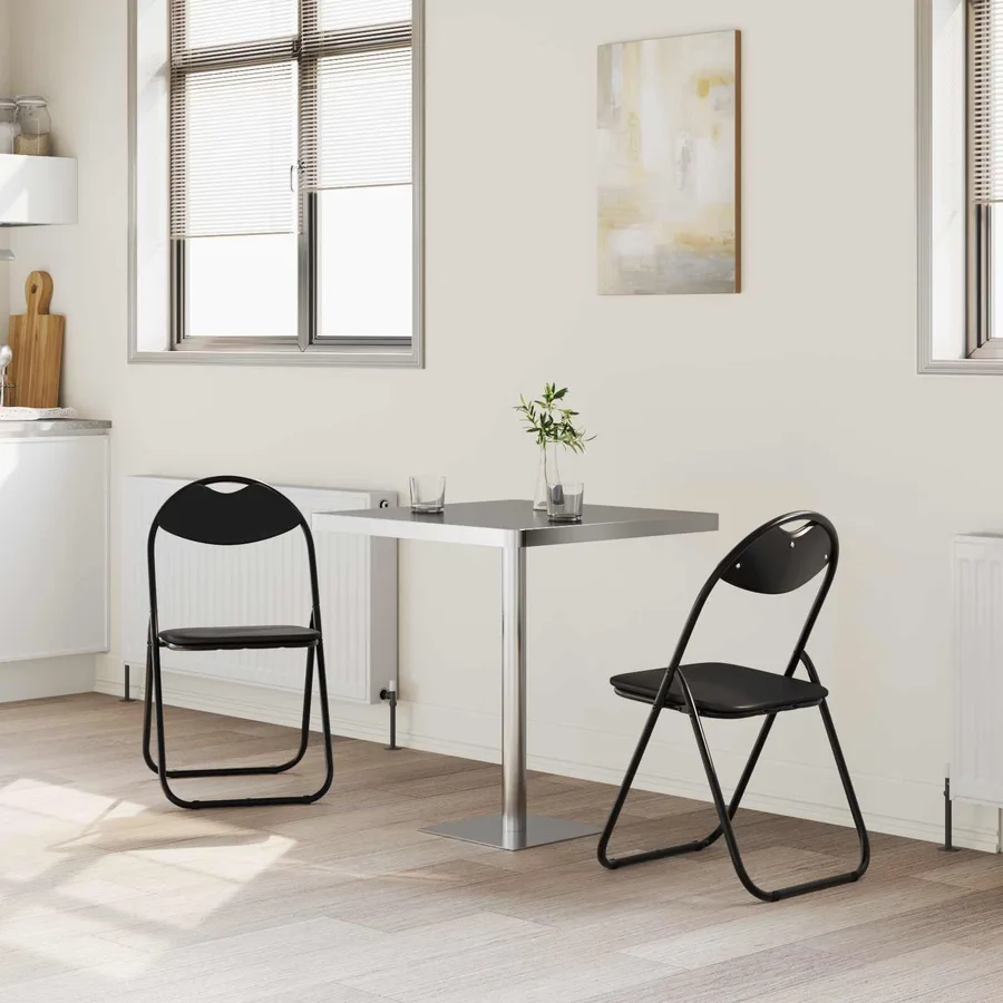Chaise pliante 2 pcs Noir 48 x 43,5 x 81 cm Simili cuir - 3