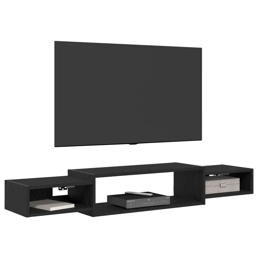 Meuble TV mural Montage mural Chêne noir 140 x 28 x 21 cm - 3