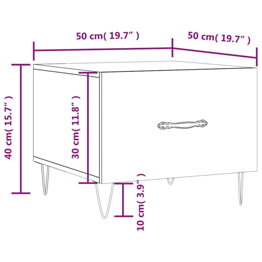 Table basse blanc brillant 50x50x40 cm bois d'ingénierie - 12