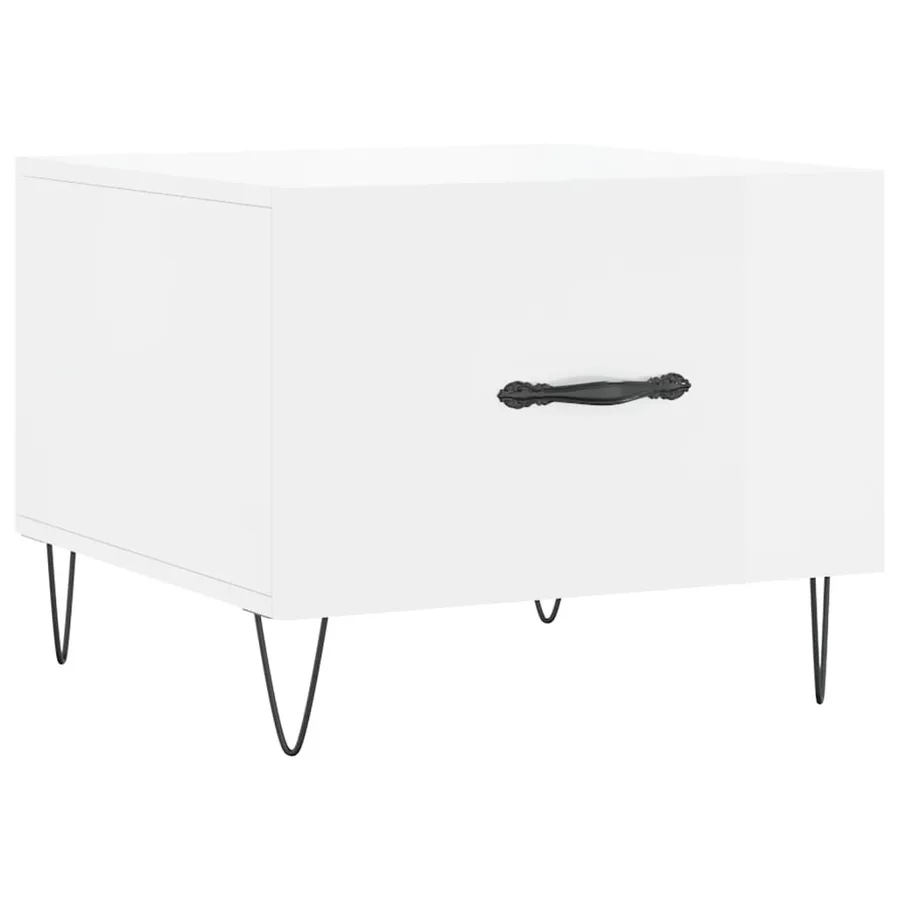 Table basse blanc brillant 50x50x40 cm bois d'ingénierie - 2