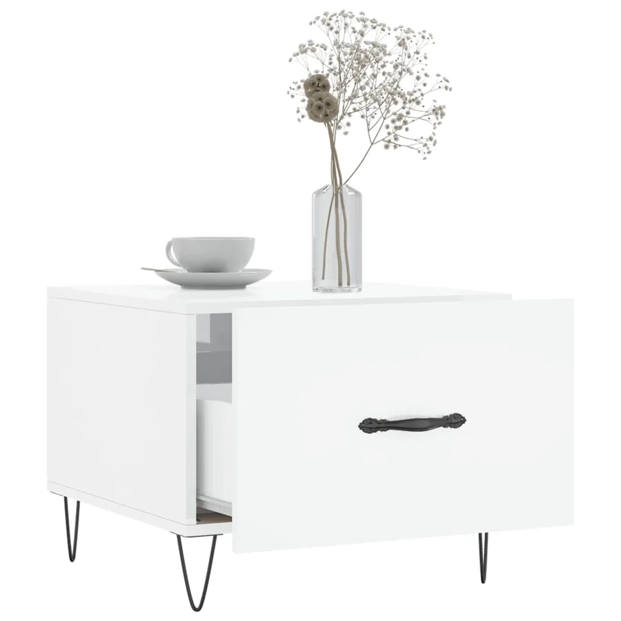 Table basse blanc brillant 50x50x40 cm bois d'ingénierie - 4