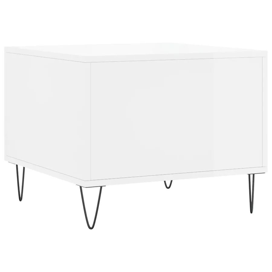 Table basse blanc brillant 50x50x40 cm bois d'ingénierie - 8