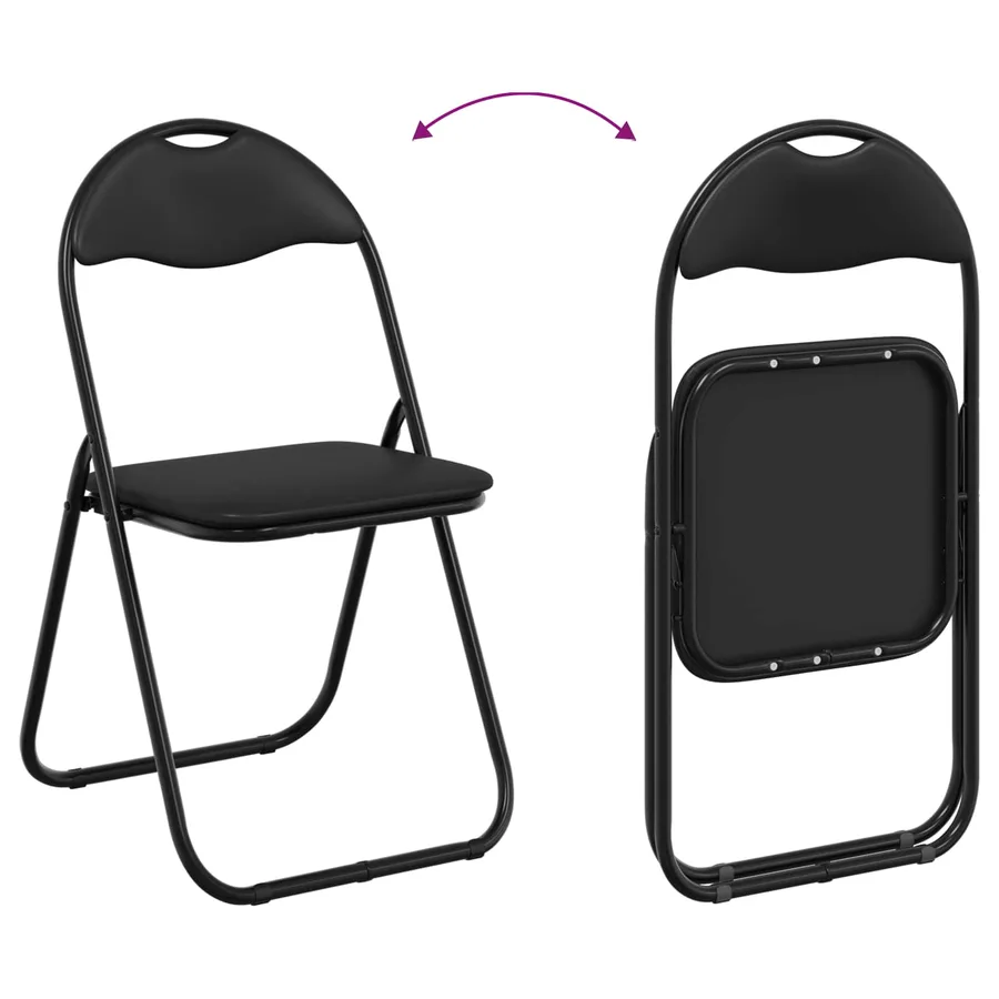 Chaise pliante 2 pcs Noir 48 x 43,5 x 81 cm Simili cuir - 11