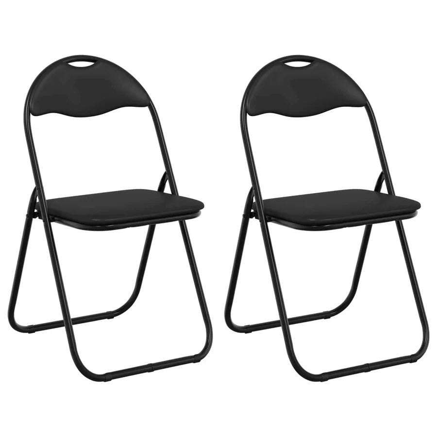 Chaise pliante 2 pcs Noir 48 x 43,5 x 81 cm Simili cuir - 2