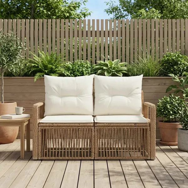 Canapé de jardin 2-Nombre de places Beige polyrotin