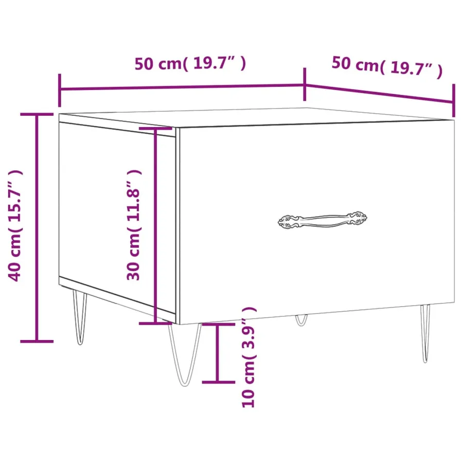 Table basse Sonoma gris 50x50x40 cm Bois d'ingénierie - 12