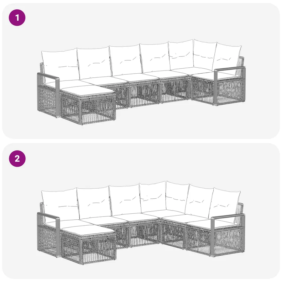 Ensemble de canapé de jardin 7 pcs Beige polyrotin - 7