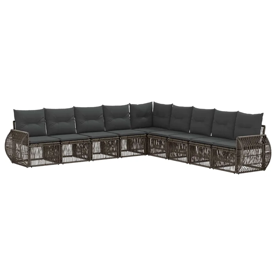 Ensemble de canapé de jardin 9 pcs Gris et Gris foncé polyrotin - 2