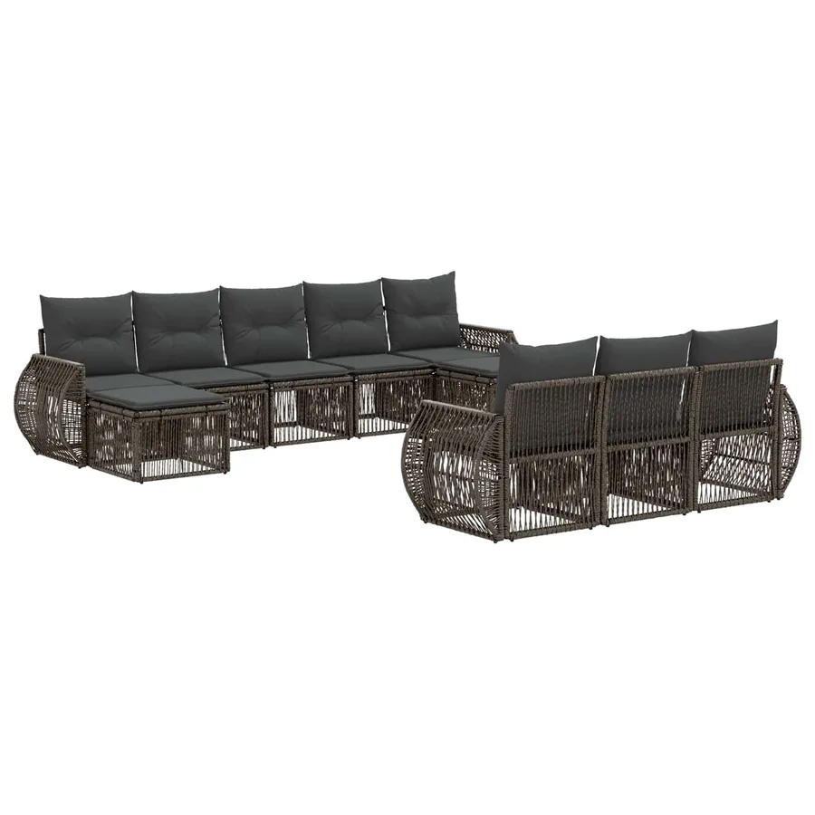 Ensemble de canapé de jardin 10 pcs Gris et Gris foncé - 2