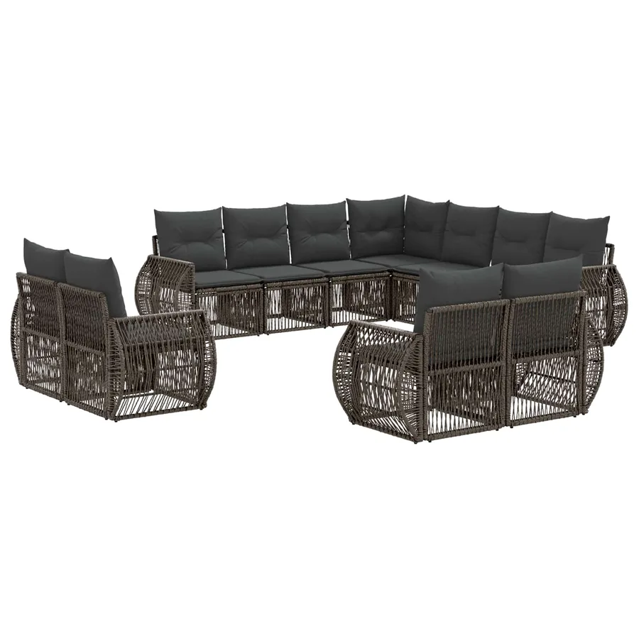 Ensemble de canapé de jardin 11 pcs Gris et Gris foncé - 2
