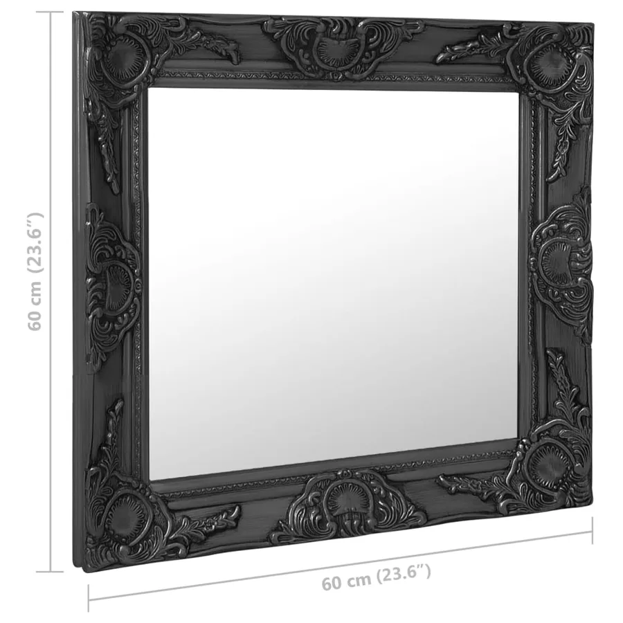 Miroir mural style baroque 60x60 cm noir - 6