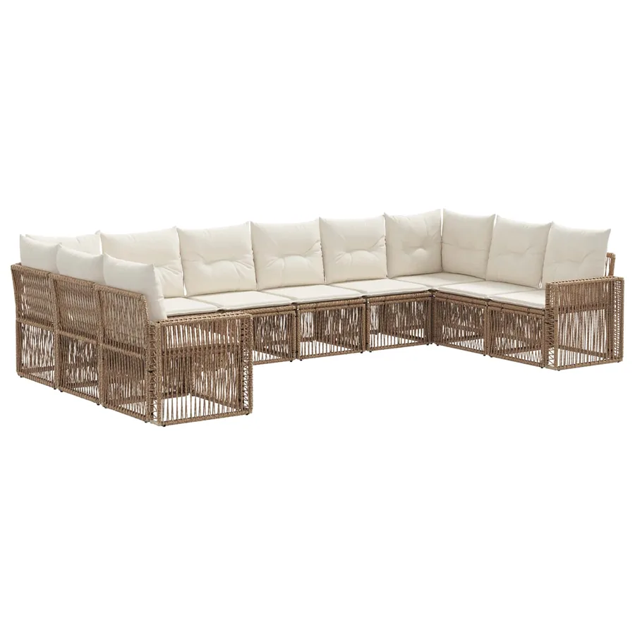 Ensemble de canapé de jardin 10 pcs Beige et blanc crème - 2