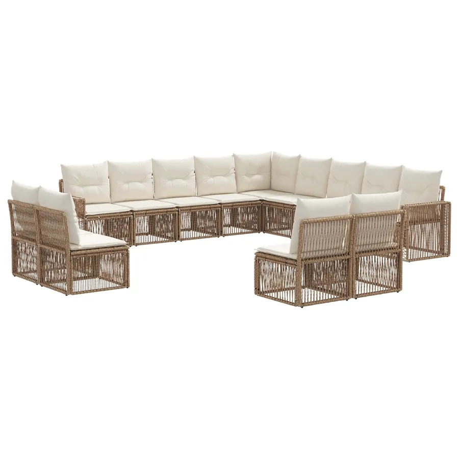 Ensemble de canapé de jardin 13 pcs Beige et blanc crème - 2