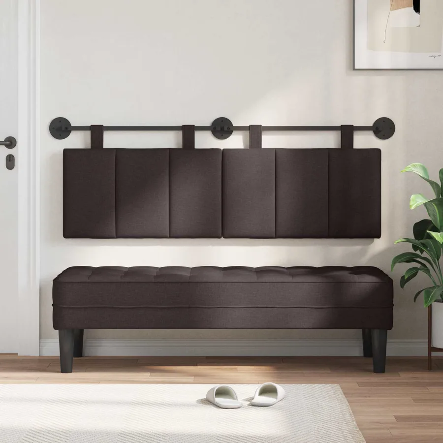 Tête de lit suspendue Marron foncé Tissu - 3