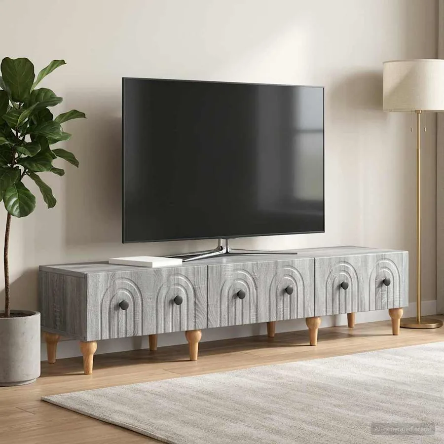 Meuble TV Sonoma gris 147 x 34,5 x 30 cm Bois d'ingénierie - 4