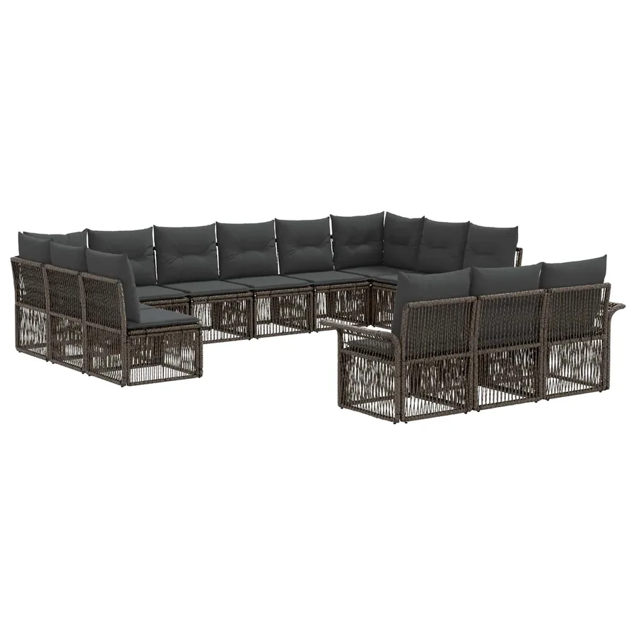 Ensemble de canapé de jardin 13 pcs Gris polyrotin - 2