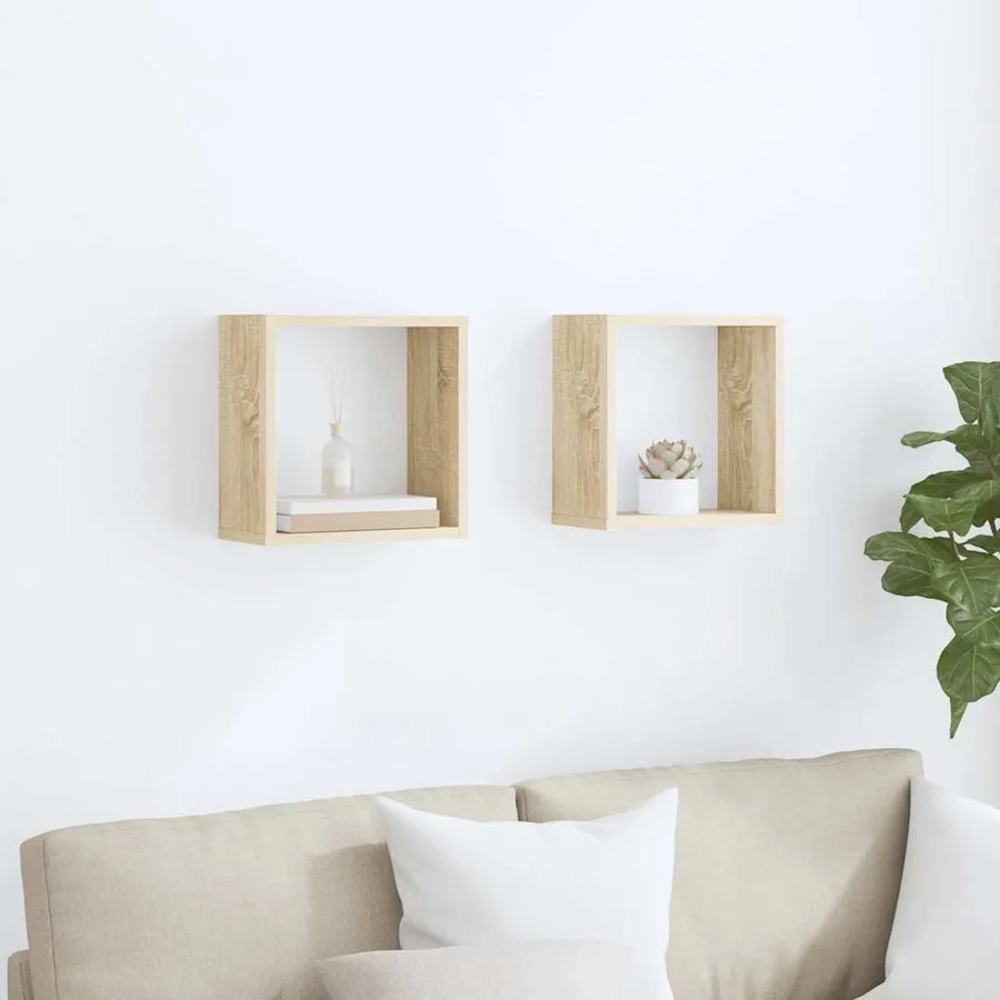 Étagères cube murales 2 pcs chêne sonoma 30x15x30 cm - 3