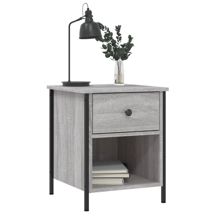 Table de chevet sonoma gris 40x42x50 cm bois d'ingénierie - 3
