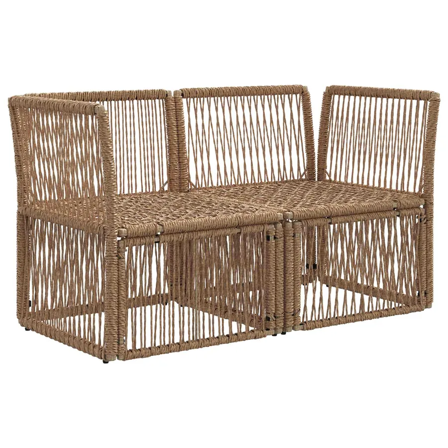 Canapé de jardin 2-Nombre de places Beige polyrotin - 3